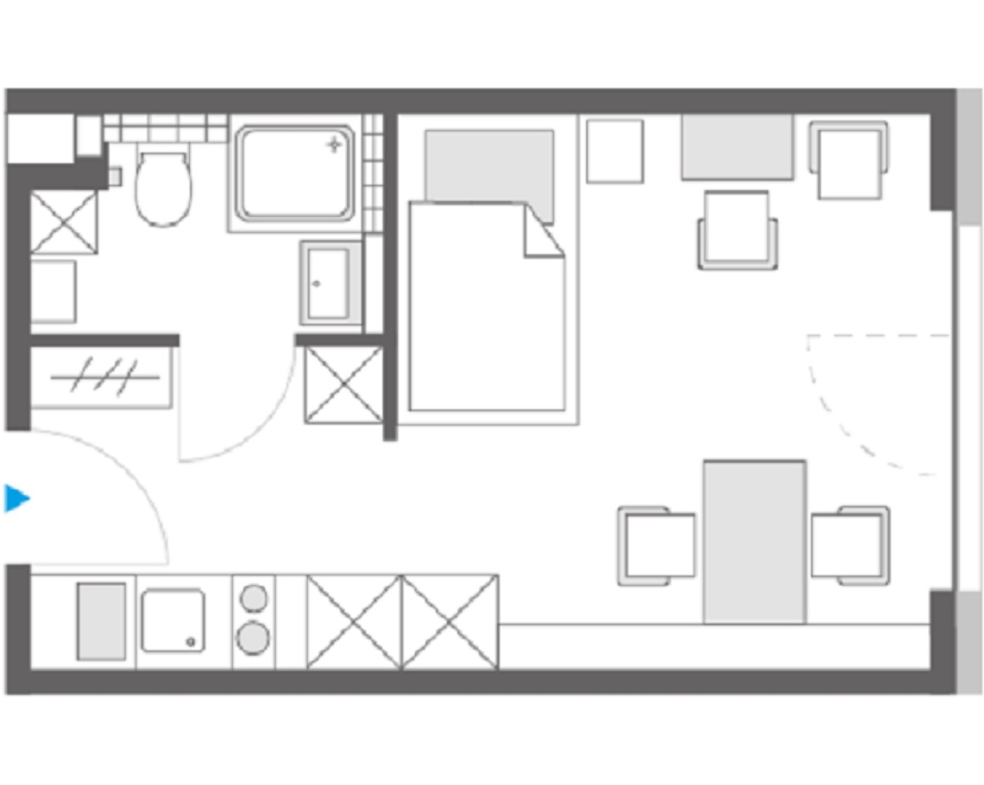 Penthouse Studio Grundriss, Serviced Apartments SPREEPOLIS Berlin